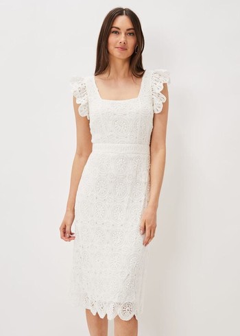 Phase Eight Tamari Crochet Dress White Canada | DPLVMW-608